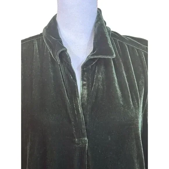 North Style forest green velvet tunic, oversized, lagenlook, art to wear - Picture 4 of 6